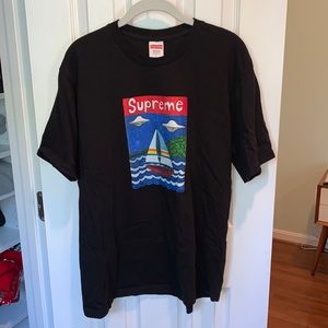 Supreme T-shirt Sailboat Logo Tee Black Mens Size Large